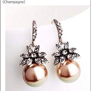 Lot of 10 Vintage Champagne Pearl Earrings